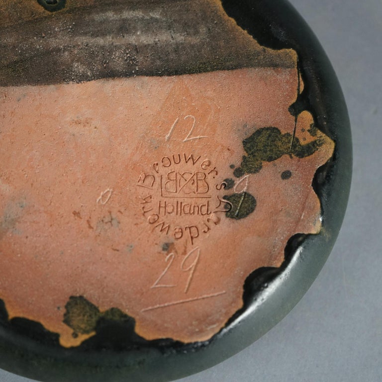 Antique Browser Art Pottery Pinched Tray C1900
