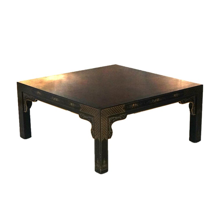 Drexel Heritage Mahogany And Ebonized Chinoiserie Decorated Low Table C1950