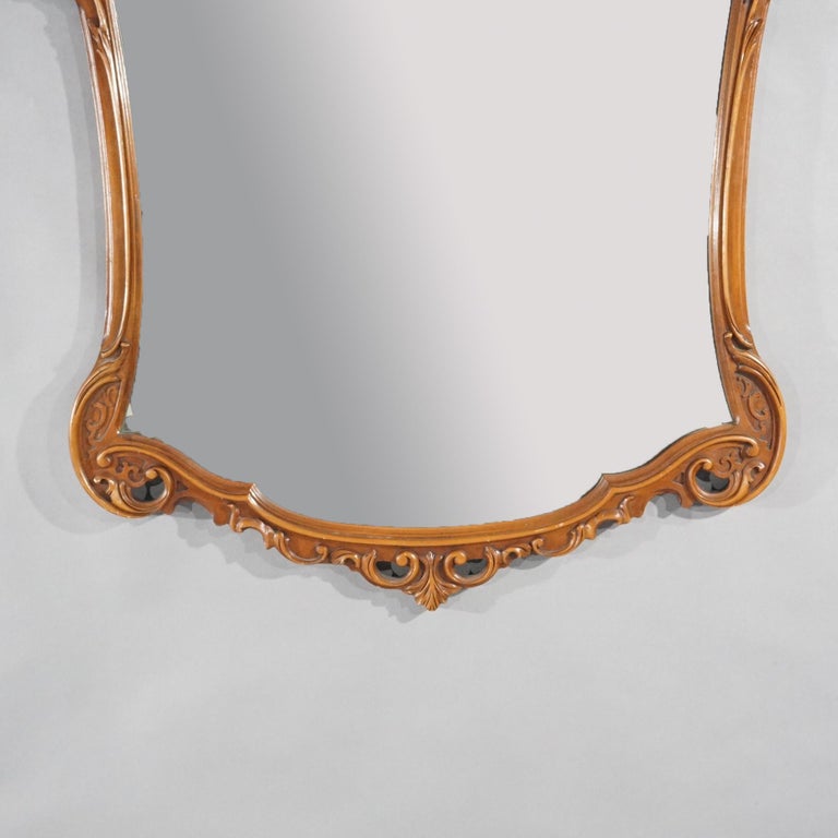 Antique Pair of French Louis XIV Style Carved Mahogany Mirrors, circa 1930