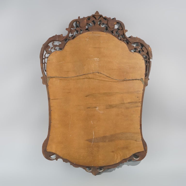 Antique Pair of French Louis XIV Style Carved Mahogany Mirrors, circa 1930