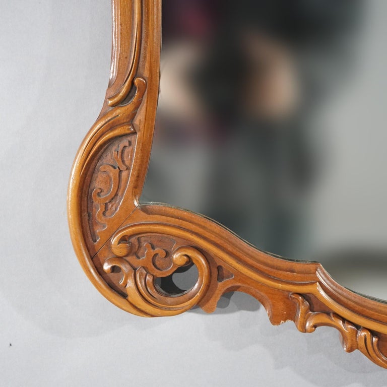 Antique Pair of French Louis XIV Style Carved Mahogany Mirrors, circa 1930
