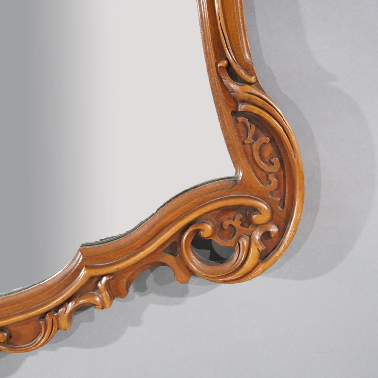 Antique Pair of French Louis XIV Style Carved Mahogany Mirrors, circa 1930