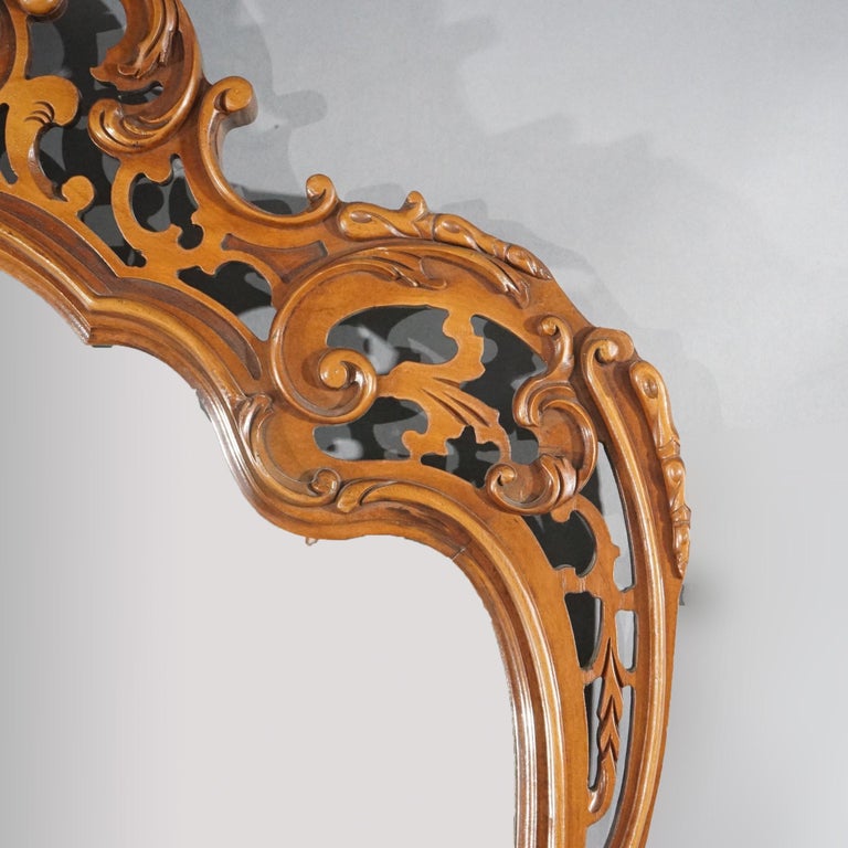 Antique Pair of French Louis XIV Style Carved Mahogany Mirrors, circa 1930