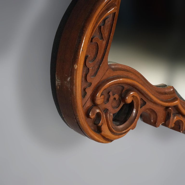 Antique Pair of French Louis XIV Style Carved Mahogany Mirrors, circa 1930
