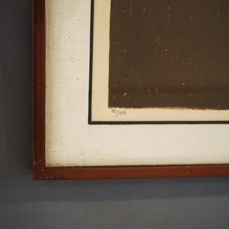 Mid Century Modern Framed Abstract Oil On Canvas Painting, Artist Signed, 20thC