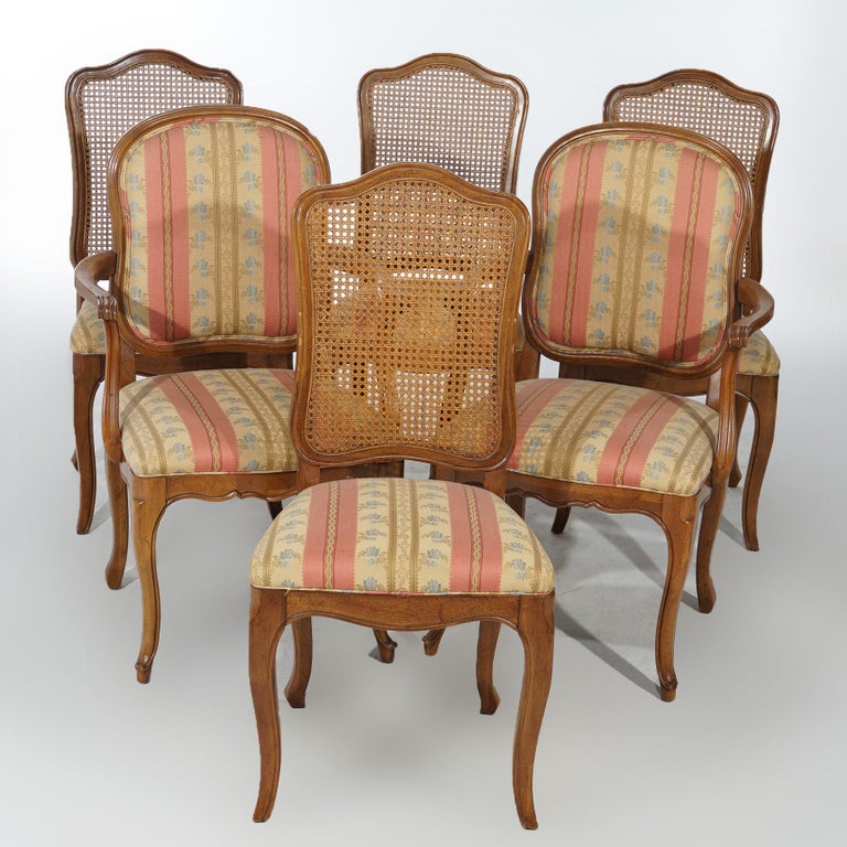 Six French Louis XIV Style Mahogany & Cane Dining Chairs 20th C