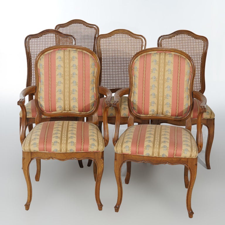 Six French Louis XIV Style Mahogany & Cane Dining Chairs 20th C