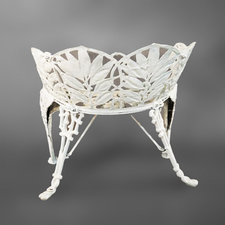 Pair Antique Painted Cast Iron Figural Fern Garden Chairs by Hart C1890