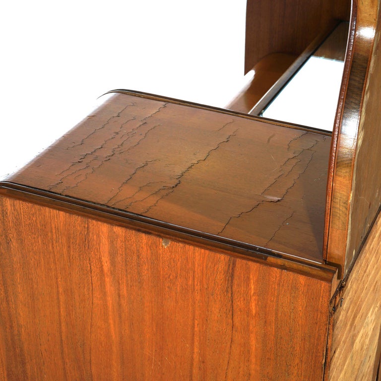Vintage Waterfall Carved Satinwood Dressing Table with Bakelite Handles c1940