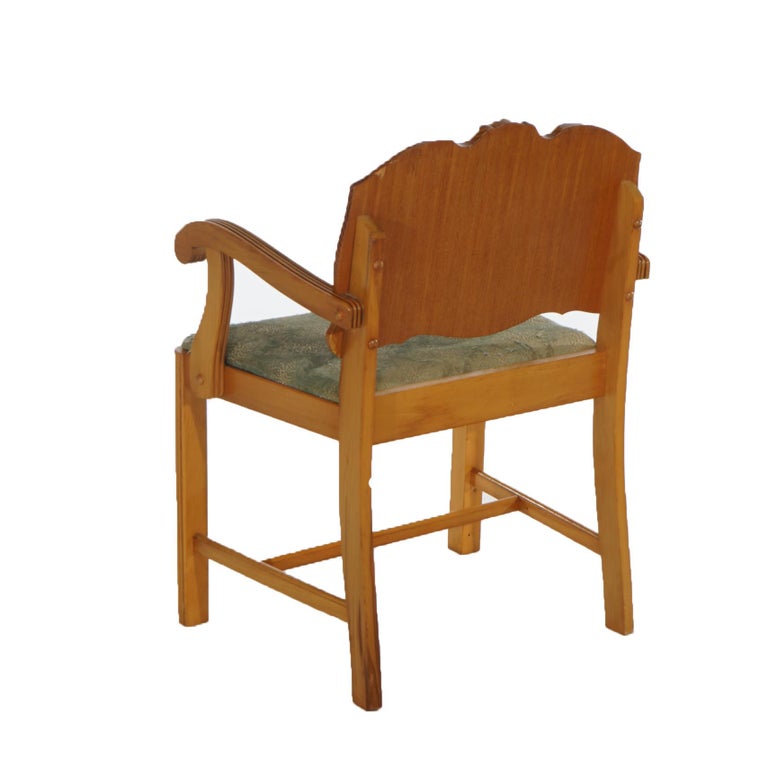 Vintage Waterfall Carved Satinwood Dressing Table with Bakelite Handles c1940