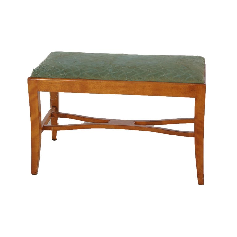 Vintage Waterfall Carved Satinwood Dressing Table with Bakelite Handles c1940