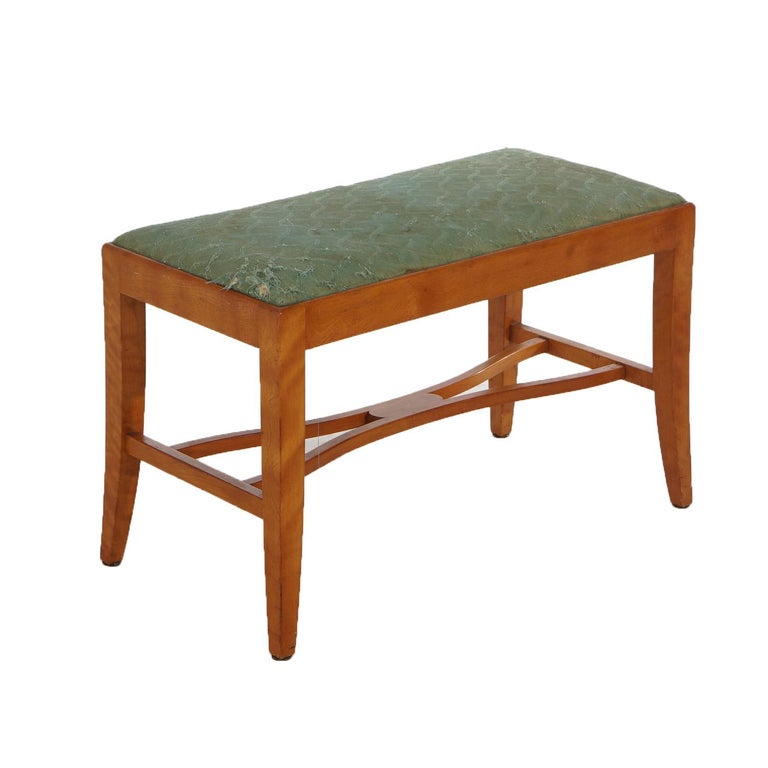 Vintage Waterfall Carved Satinwood Dressing Table with Bakelite Handles c1940