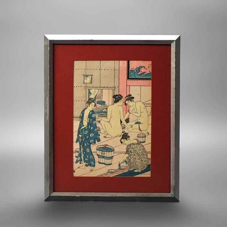 Three Japanese Woodblock Genre Prints by Torii Kiyonaga & Unknown Artist 20thC