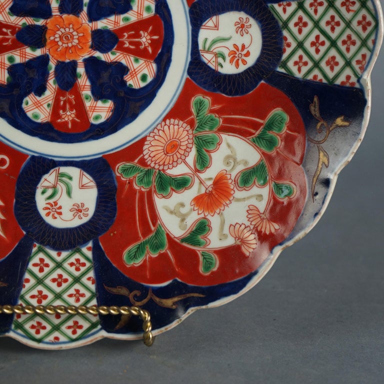 Antique Japanese Imari Charger with Garden Flowers C1920