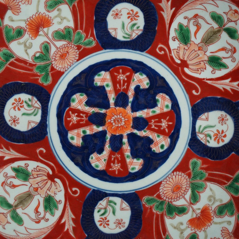Antique Japanese Imari Charger with Garden Flowers C1920