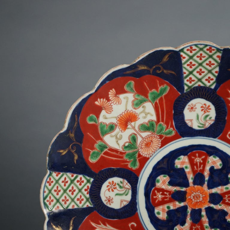 Antique Japanese Imari Charger with Garden Flowers C1920