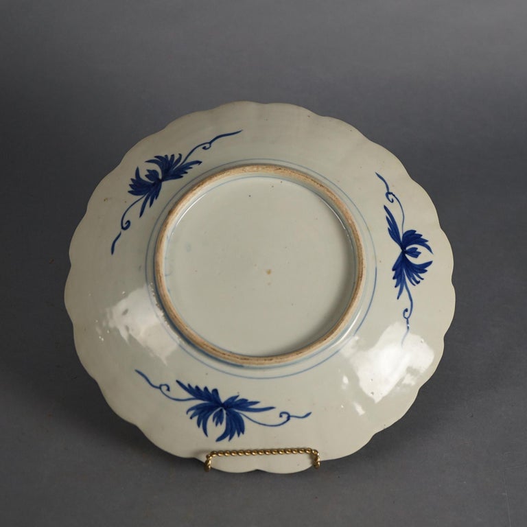 Antique Japanese Imari Charger with Garden Flowers C1920