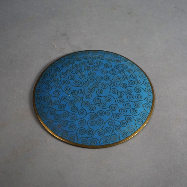 Four Antique Chinese Cloisonne Enameled Plates C1920
