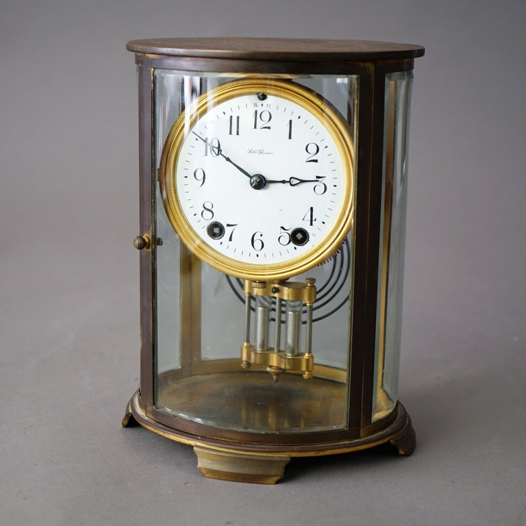 Antique Seth Thomas Oval Mantel Clock with Crystal Case