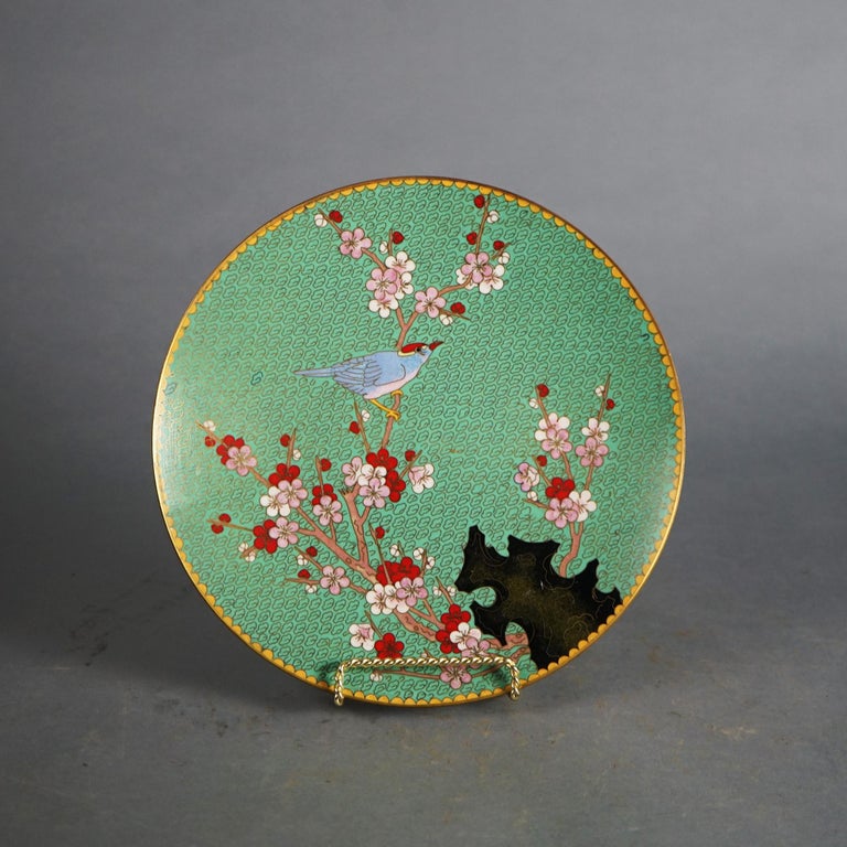 Four Antique Chinese Cloisonne Enameled Plates C1920