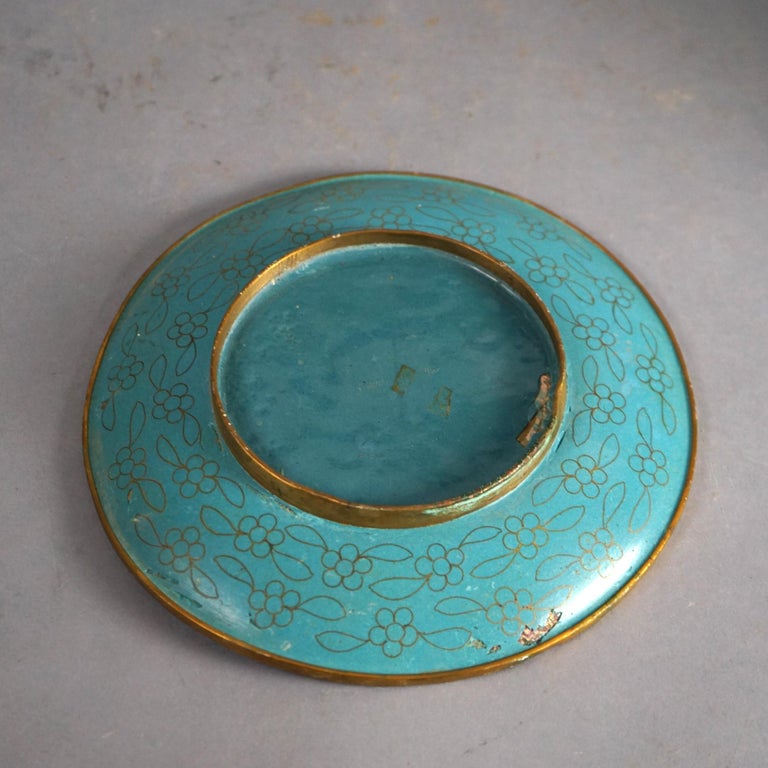 Four Antique Chinese Cloisonne Enameled Plates C1920