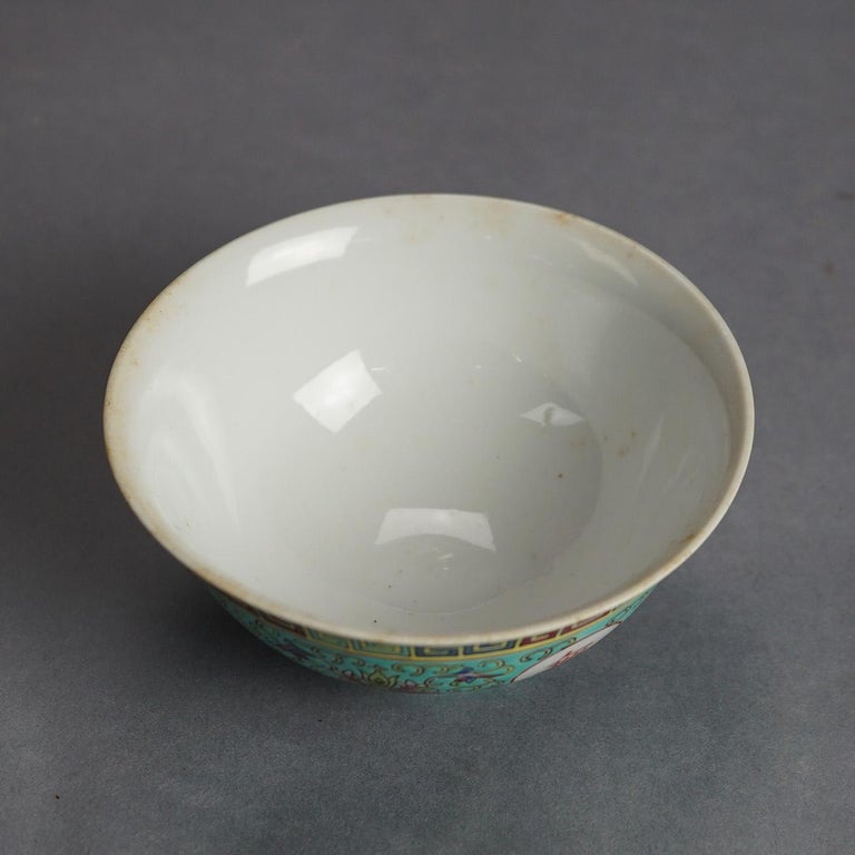 Six Antique Chinese Porcelain Enamel Decorated Rice Bowls C1910