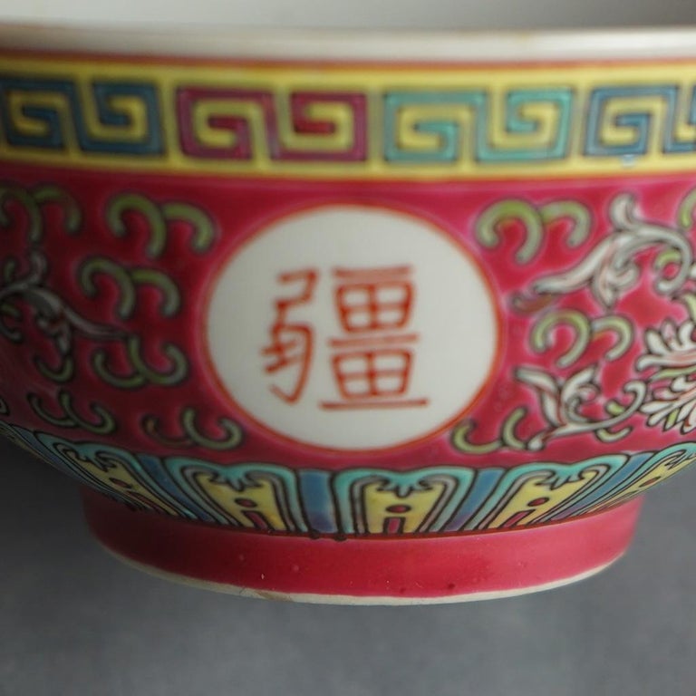 Six Antique Chinese Porcelain Enamel Decorated Rice Bowls C1910