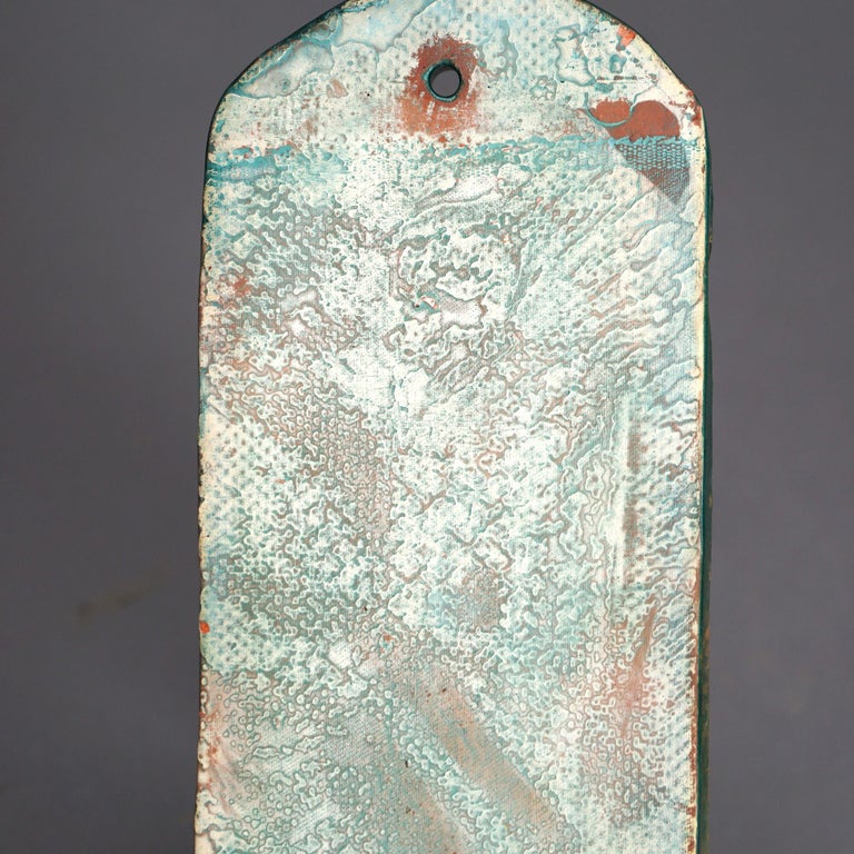 Antique Monmouth Pottery Slab Terra Cotta Candle Sconce, Bucks County, c1910