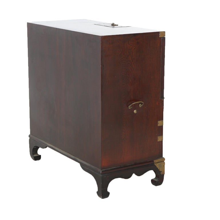 Japanese Hardwood & Brass Tonsu Bar Cabinet 20th C