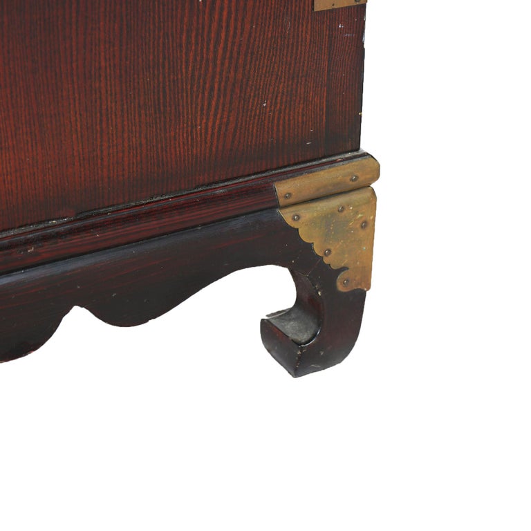 Japanese Hardwood & Brass Tonsu Bar Cabinet 20th C