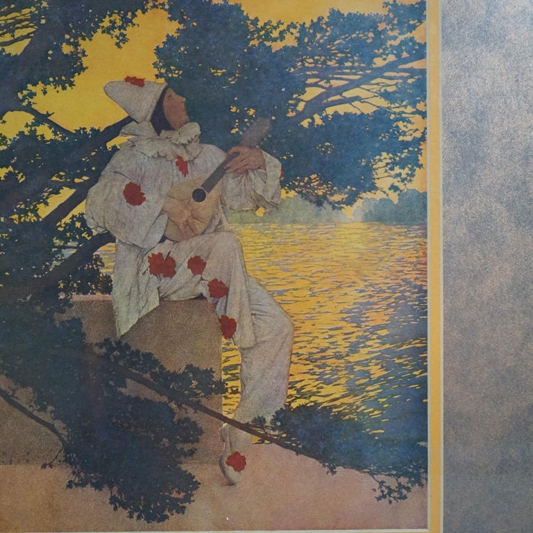 Two Art Deco Antique Maxfield Parrish Prints “Pierrot’s Serenade” C1920