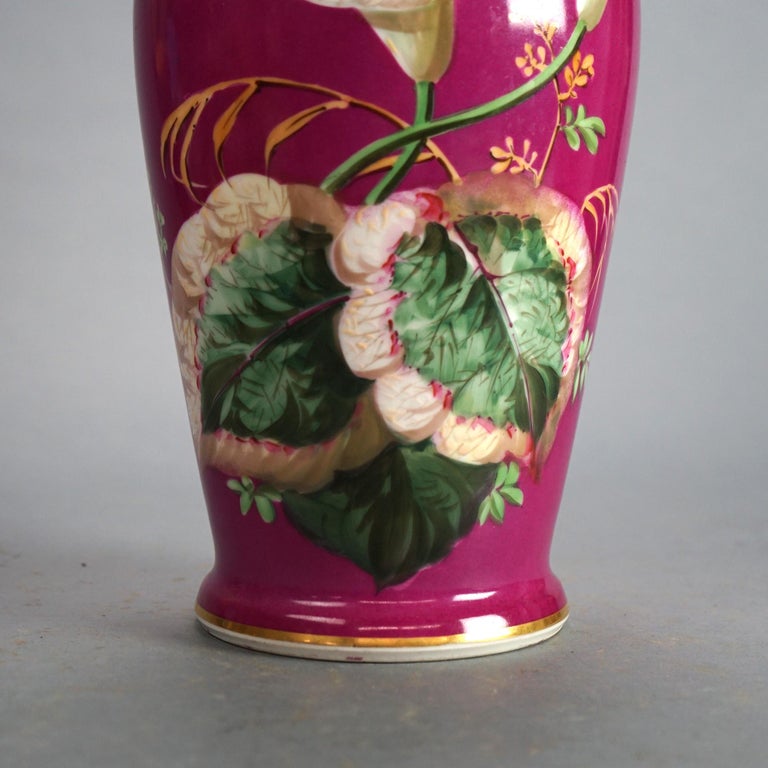 Antique Old Paris Floral Decorated & Gilt Porcelain Vase C1890