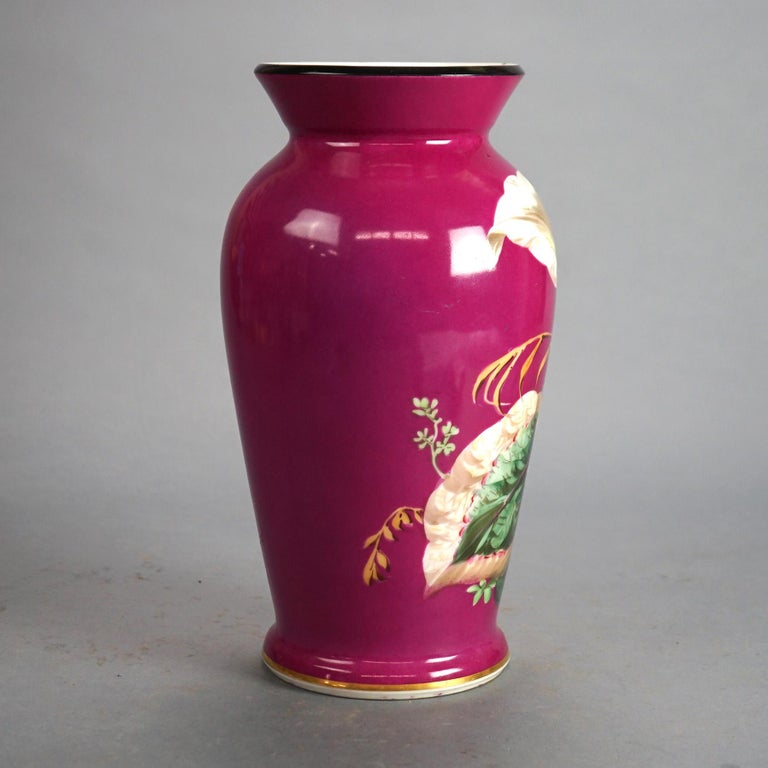 Antique Old Paris Floral Decorated & Gilt Porcelain Vase C1890