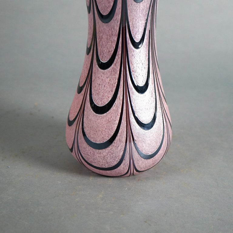 Austrian Loetz School Flared Art Glass Vase with Silver Drape Overlay C1930