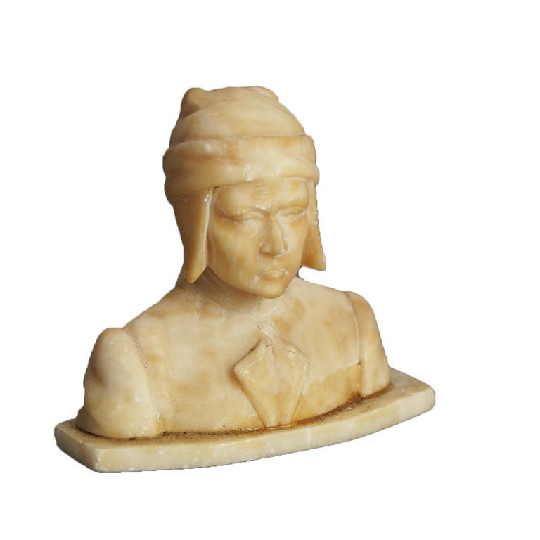 Antique Italian Neoclassical Carved Alabaster Bust C1900
