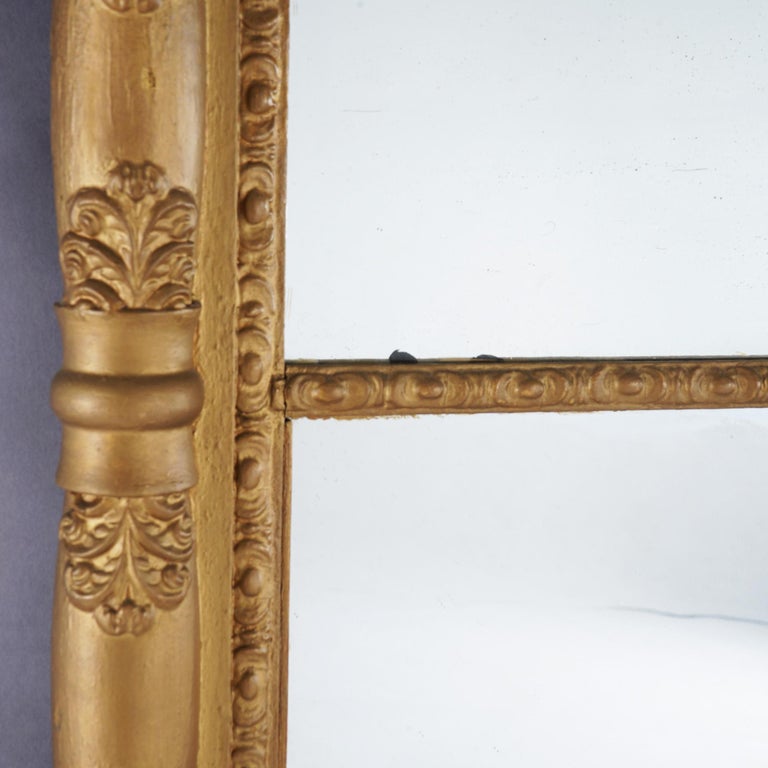 Antique American Classical Empire Balustrade Form Giltwood Wall Mirror C1840