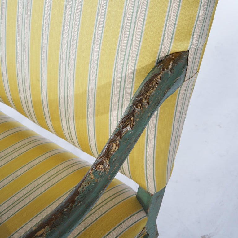 Antique Italian Venetian Polychromed Armchair with Inverted Bellflowers 19thC