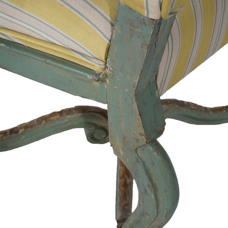 Antique Italian Venetian Polychromed Armchair with Inverted Bellflowers 19thC