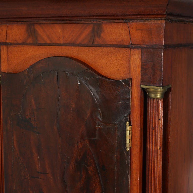 Antique English J. Carpenter Harris Town Flame Mahogany Grandfather Clock 19thC