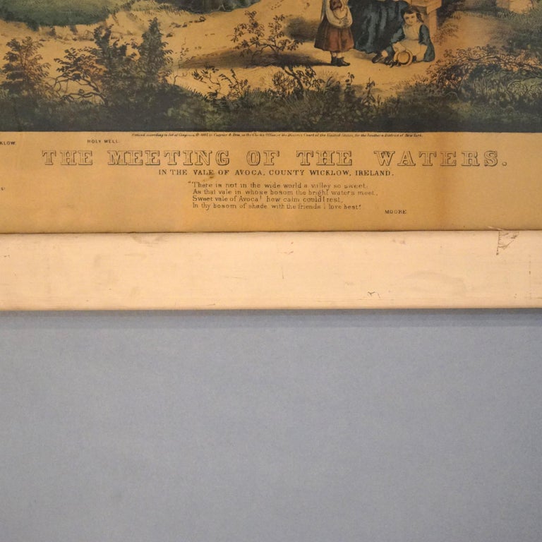 Antique Currier & Ives Print - The Meeting Of The Waters 19th C