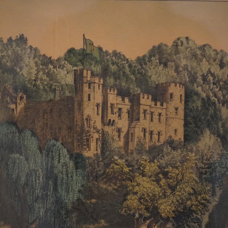 Antique Currier & Ives Print - The Meeting Of The Waters 19th C
