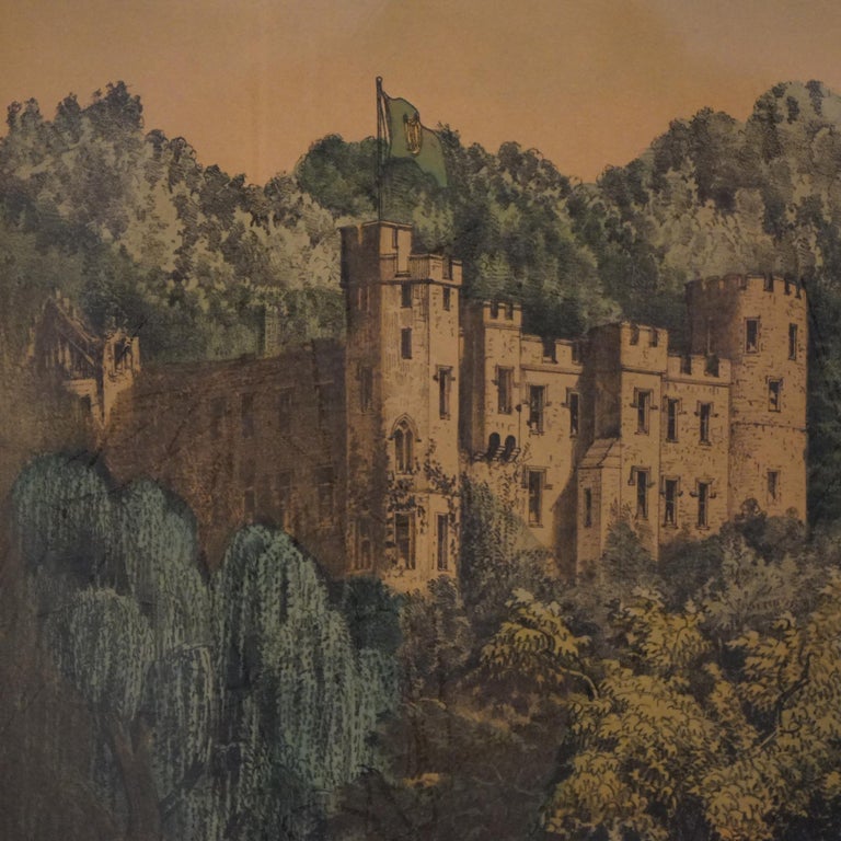 Antique Currier & Ives Print - The Meeting Of The Waters 19th C