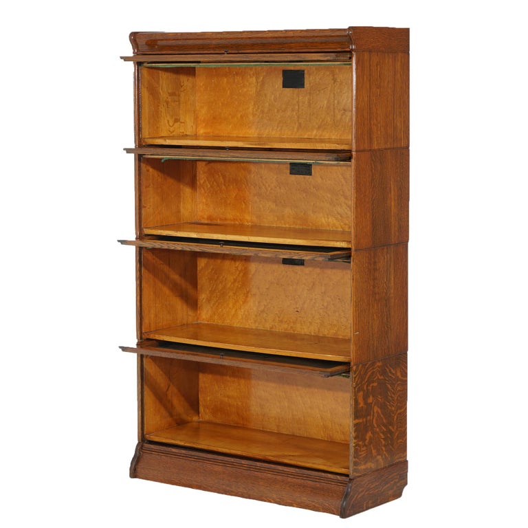 Antique Arts & Crafts Oak Four Stack Barrister Bookcase by Hale, circa 1910