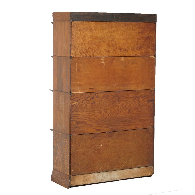 Antique Arts & Crafts Oak Four Stack Barrister Bookcase by Hale, circa 1910
