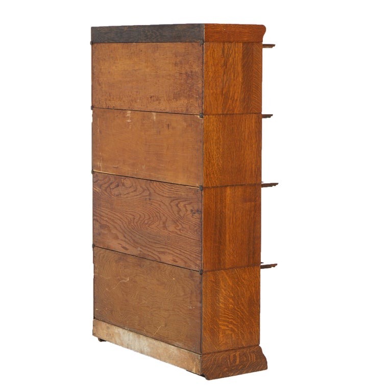 Antique Arts & Crafts Oak Four Stack Barrister Bookcase by Hale, circa 1910