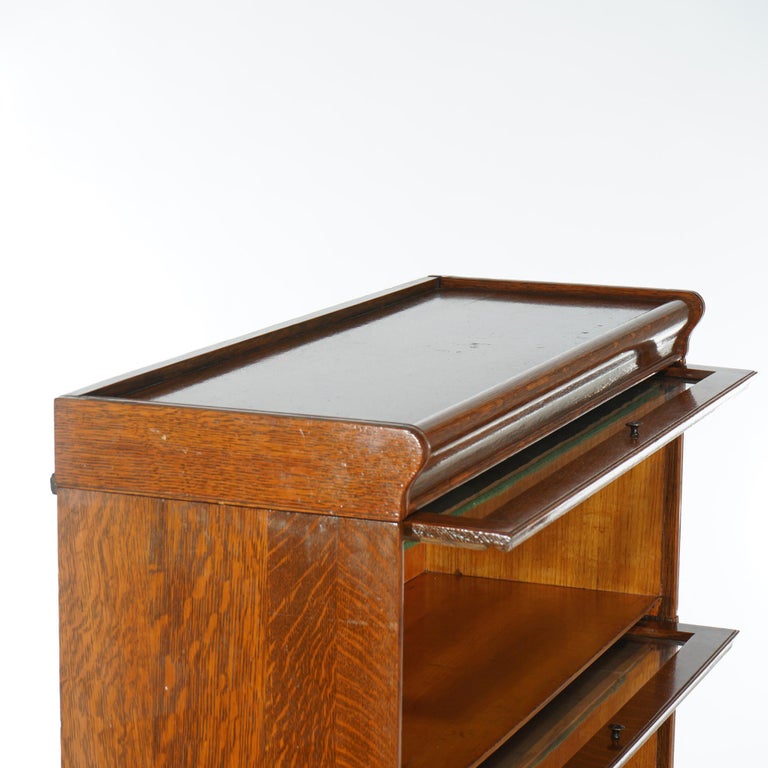 Antique Arts & Crafts Oak Four Stack Barrister Bookcase by Hale, circa 1910