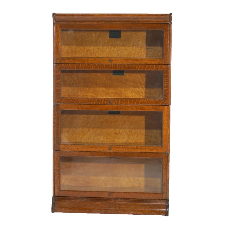 Antique Arts & Crafts Oak Four Stack Barrister Bookcase by Hale, circa 1910
