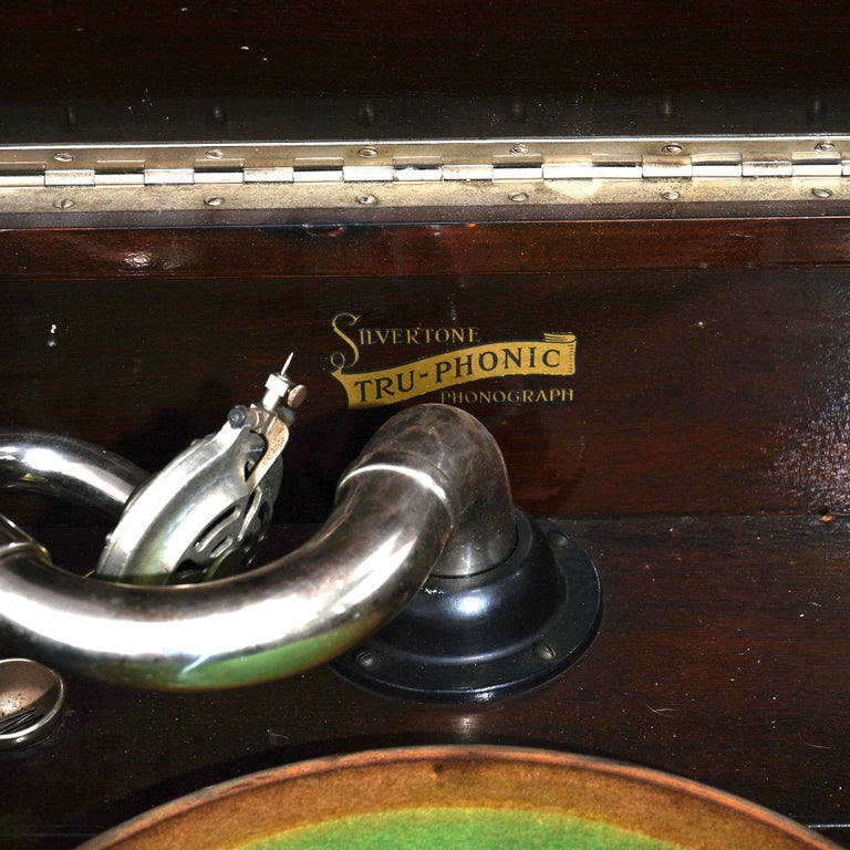 Antique Victorian Victrola Silvertone Tru-Phonic Phonograph, Mahogany Case C1930