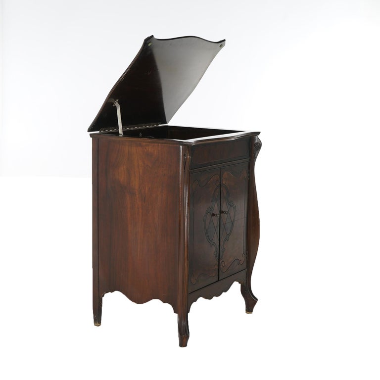 Antique Victorian Victrola Silvertone Tru-Phonic Phonograph, Mahogany Case C1930
