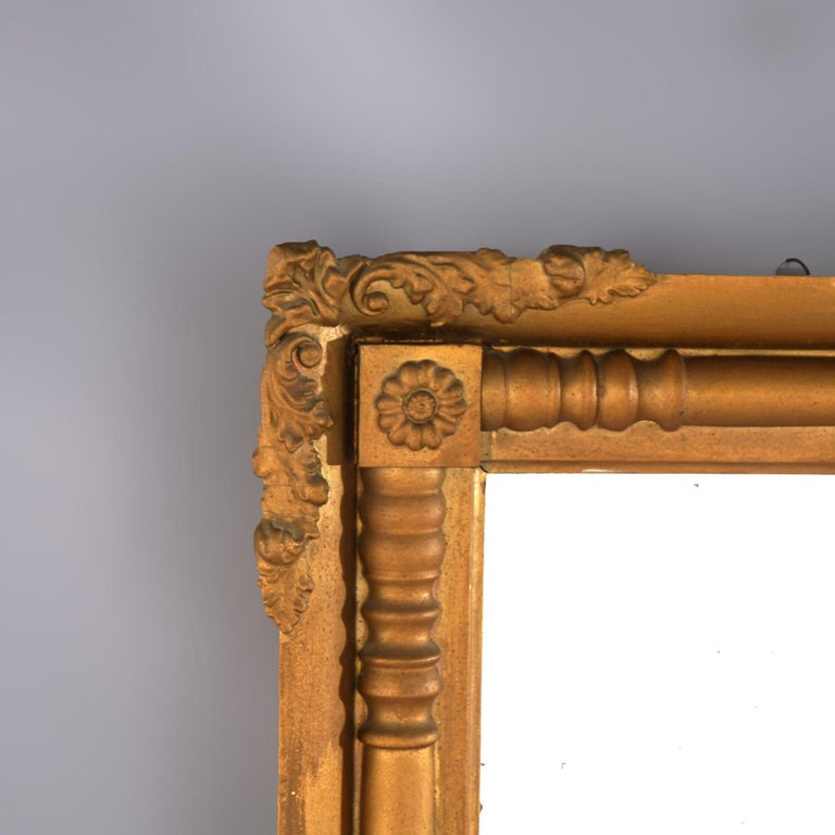 Antique American Classical Empire Balustrade Giltwood Wall Mirror C1830